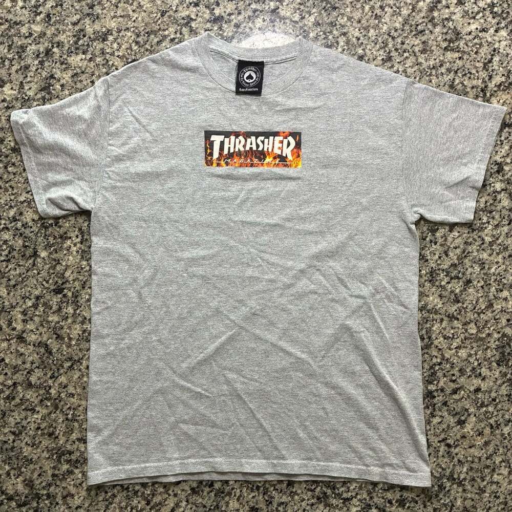 Thrasher Magazine Blaze Logo Heather Grey T-Shirt